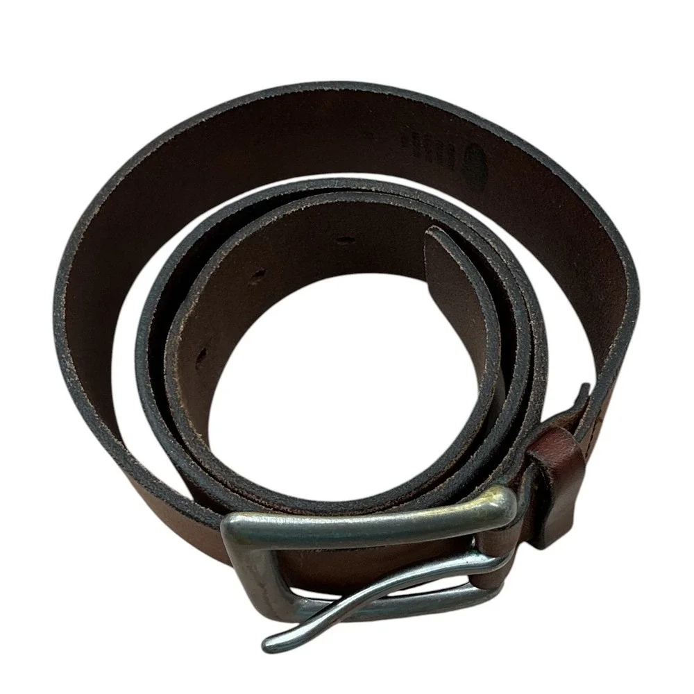 Old Navy Mens Brown Genuine Italian Leather Belt Solid Brass Buckle USA‎ Made M